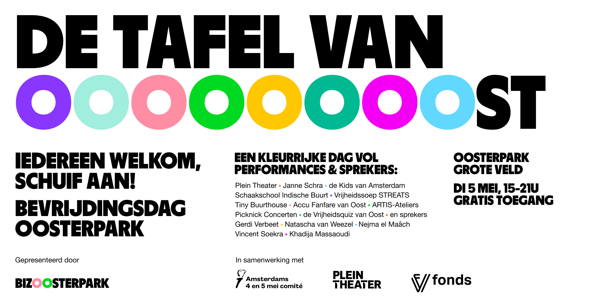 Schuif aan bij de Tafel van Oost – dinsdag 5 mei in het Oosterpark