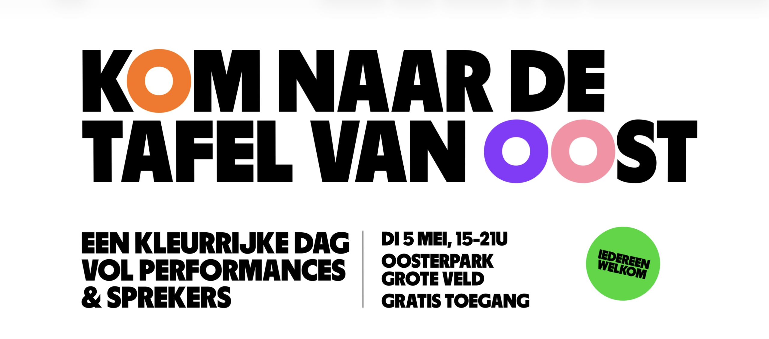 Schuif aan bij de Tafel van Oost – dinsdag 5 mei in het Oosterpark