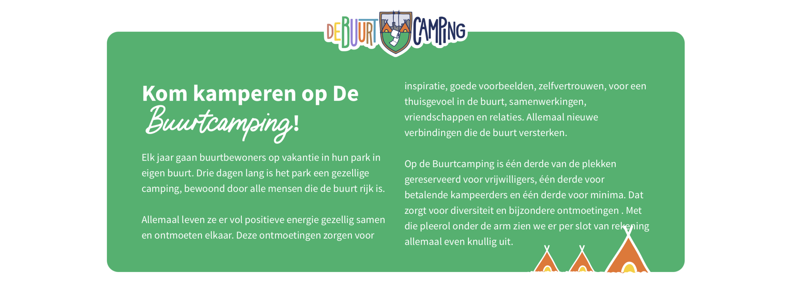 Buurtcamping Oosterpark – vrijdag 3 t/m zondag 5 juli